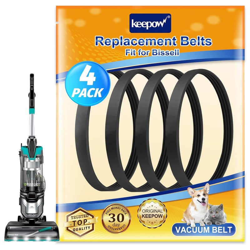 KEEPOW EPH245 Replacement Belts for Bissell MultiClean Pet Vacuum Cleaner 2998 2999 2852 3059 2849 3000 3057, 28492, Grooved Belt for Triple Action Brush Roll, Part 1625646, 4 Pack - Image 1